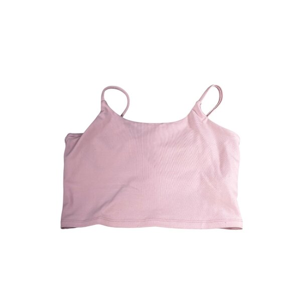 Pink Ribbed Spaghetti Strap Crop Top Tank For Women Sleeveless Unbranded Size S - Picture 1 of 5